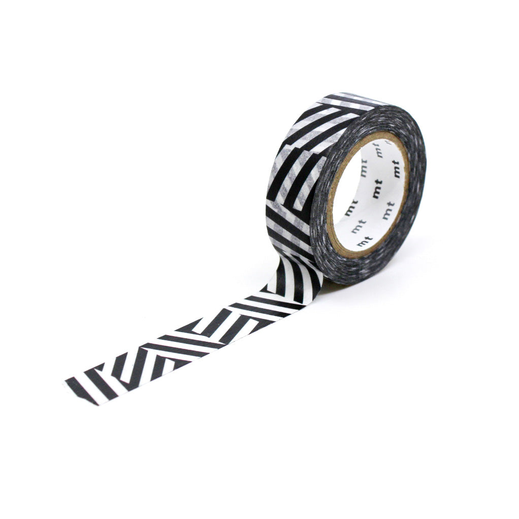 Elevate your creations with our captivating graphic black and white washi tape, showcasing eye-catching and intricate designs that create a dramatic and high-contrast effect for your crafts. From the design&nbsp;team of Kapitza, the MT tape Kapitza Seesaw washi is sold at BBB Supplies Craft Shop.