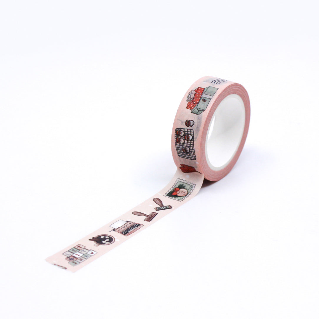 Letters to Santa Holiday Objects Washi Tape, a festive collection featuring whimsical illustrations of letters, gifts, and other holiday elements, perfect for adding a joyful touch to your seasonal crafts. This tape is from Pen Paling Paula and sold at BBB Supplies Craft Shop.