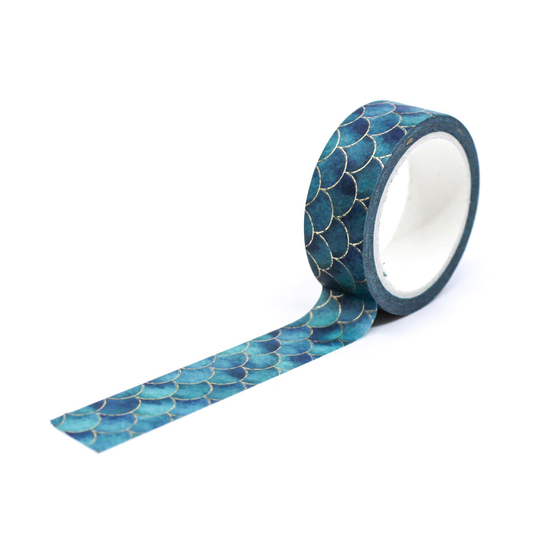 Blue and teal fish scale design decorative washi tape