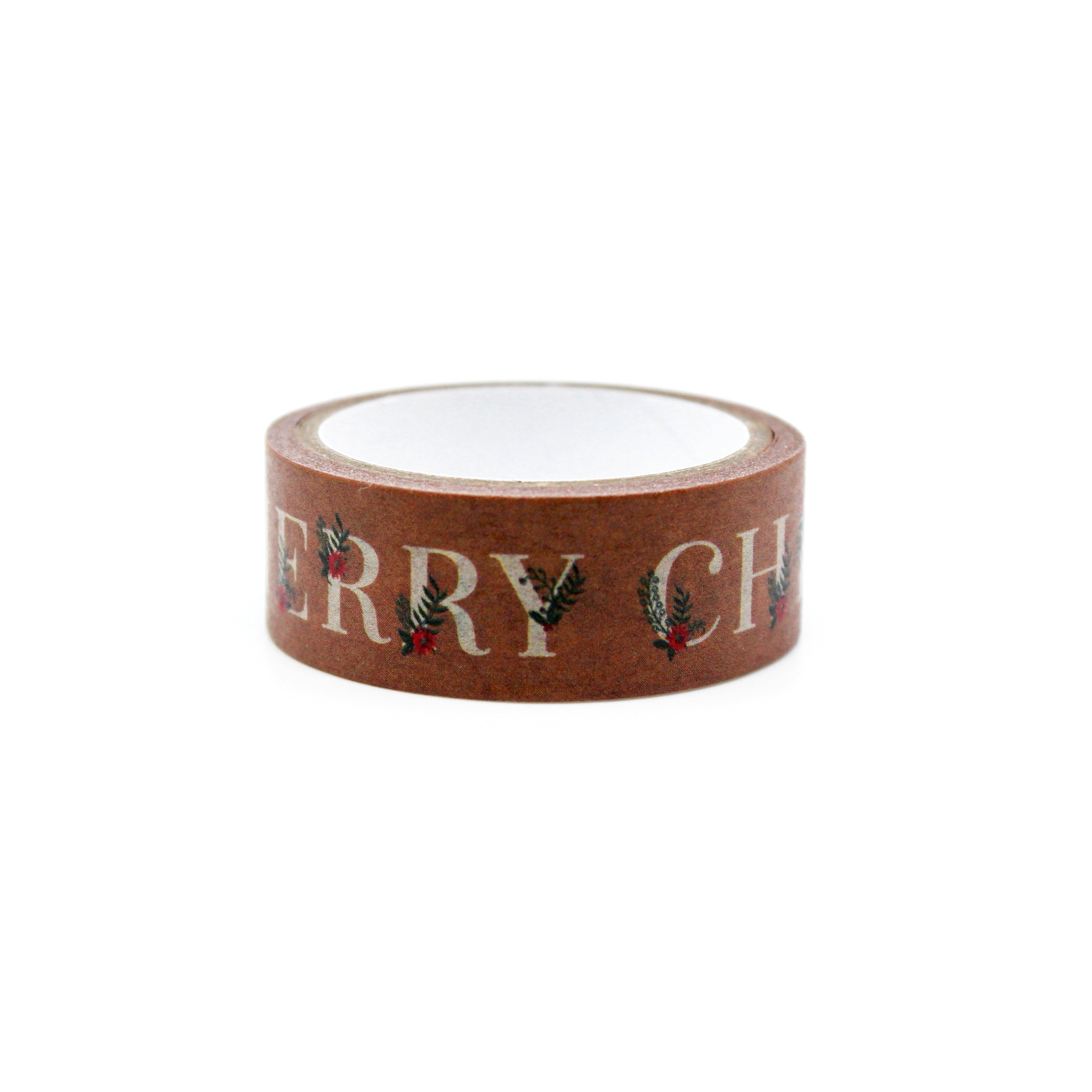 Elevate your holiday crafts with our 'Merry Christmas with Poinsettia' washi tape, featuring festive typography alongside charming poinsettia flower designs, perfect for adding a touch of seasonal cheer to your projects. This tape is sold at BBB Supplies Craft Shop.