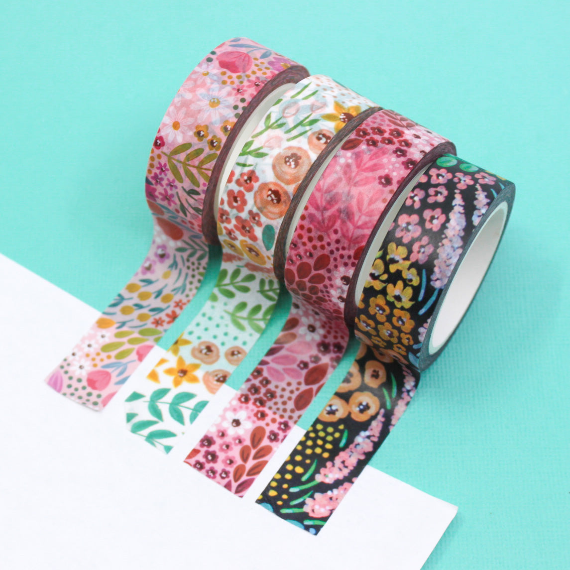 Modern Sangria Red Floral Washi Tape: Vibrant red tape featuring stylish floral patterns, perfect for enhancing your planners, scrapbooks, and crafts with a bold, elegant touch. This tape is from Elyse Breanne Designs and sold at BBB Supplies Craft Shop.