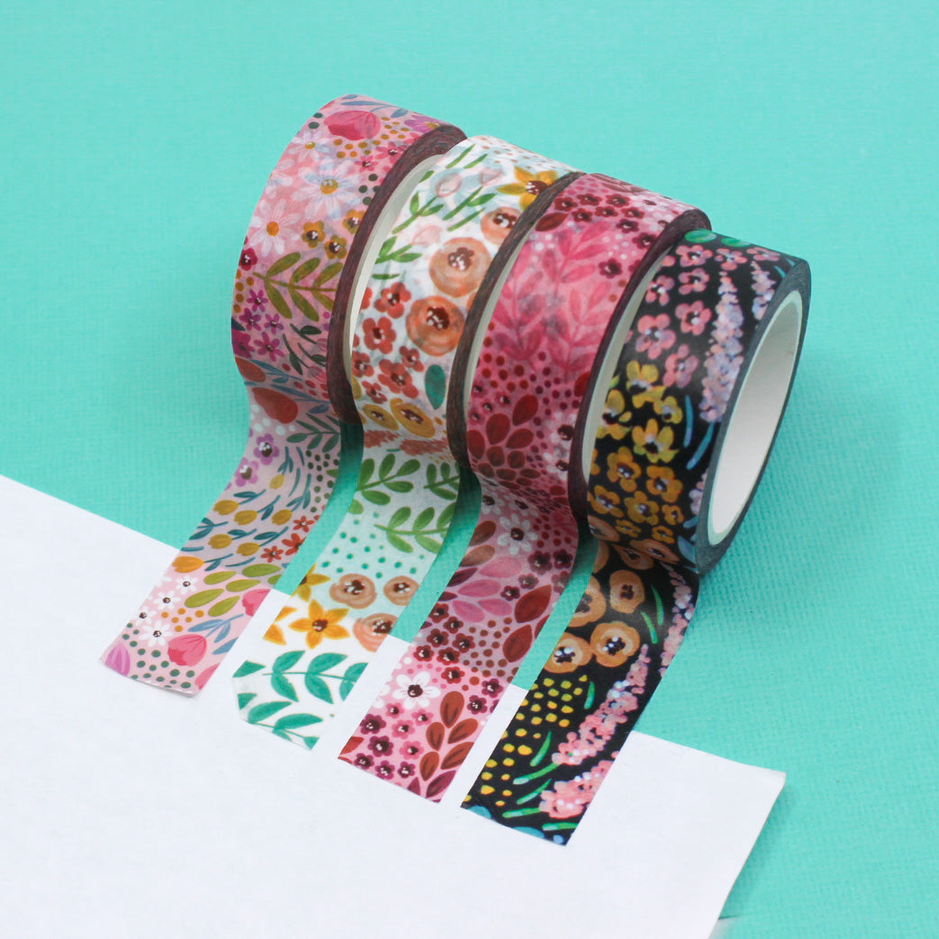 Modern Summer Meadows Floral Washi Tape: A delightful tape featuring colorful floral patterns, ideal for adding a touch of nature-inspired beauty to your projects, from planners to scrapbooks. This tape is from Elyse Breanne Designs and sold at BBB Supplies Craft Shop. 