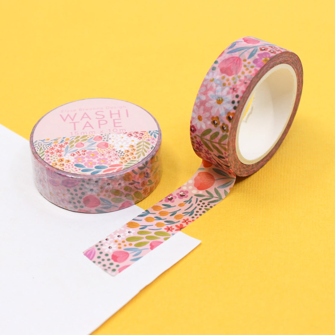 Modern Summer Meadows Floral Washi Tape: A delightful tape featuring colorful floral patterns, ideal for adding a touch of nature-inspired beauty to your projects, from planners to scrapbooks. This tape is from Elyse Breanne Designs and sold at BBB Supplies Craft Shop. 