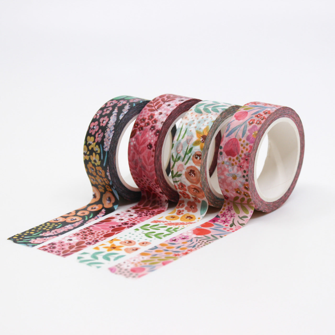 Modern Black Floral Washi Tape: Elegant black tape with contemporary floral designs, ideal for adding a sophisticated touch to your planners, scrapbooks, and craft projects. This tape is from Elyse Breanne Designs and sold at BBB Supplies Craft Shop.
