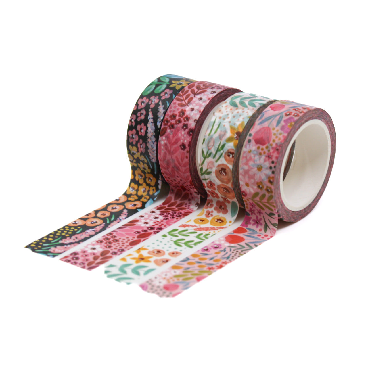 Modern White Summer Floral Washi Tape: Elegant white tape adorned with vibrant summer flowers, perfect for enhancing your planners, journals, and craft projects with a fresh, seasonal touch. This tape is from Elyse Breanne Designs and sold at BBB Supplies Craft Shop.