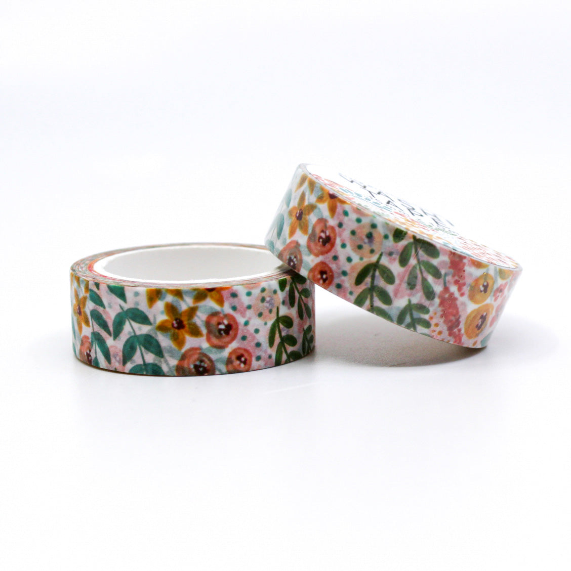 Modern White Summer Floral Washi Tape: Elegant white tape adorned with vibrant summer flowers, perfect for enhancing your planners, journals, and craft projects with a fresh, seasonal touch. This tape is from Elyse Breanne Designs and sold at BBB Supplies Craft Shop.
