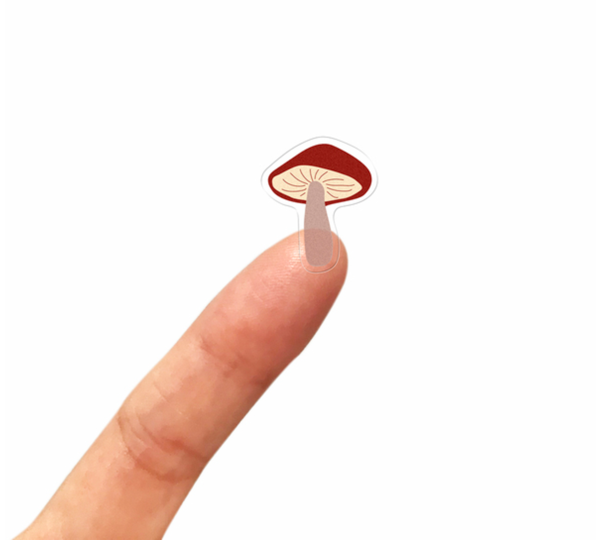 Whimsical mushroom illustrations on a matte sticker sheet for stationery lovers
