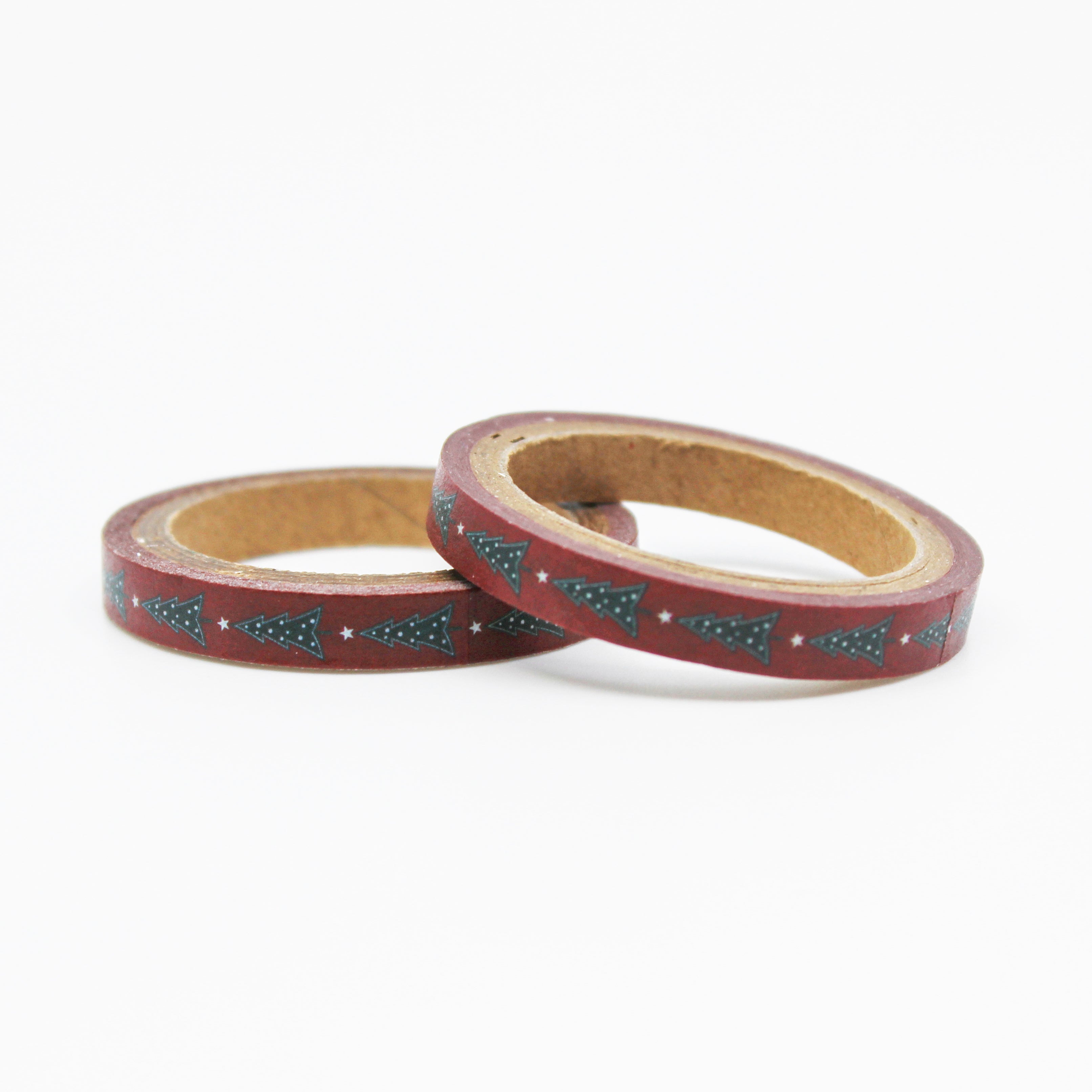 Celebrate the festive season with our red Christmas tree washi tape, featuring charming Christmas tree designs in a vibrant red hue, perfect for adding a touch of holiday spirit to your crafts. This tape is sold at BBB Supplies Craft Shop.