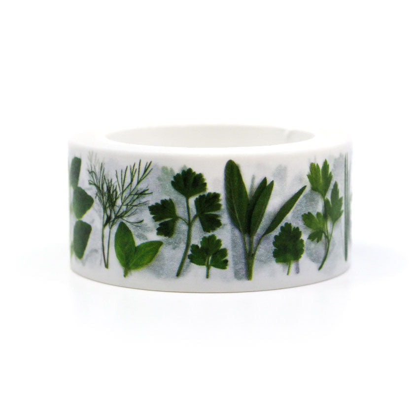 Nature-inspired green leaves washi tape for planners and scrapbooks.
