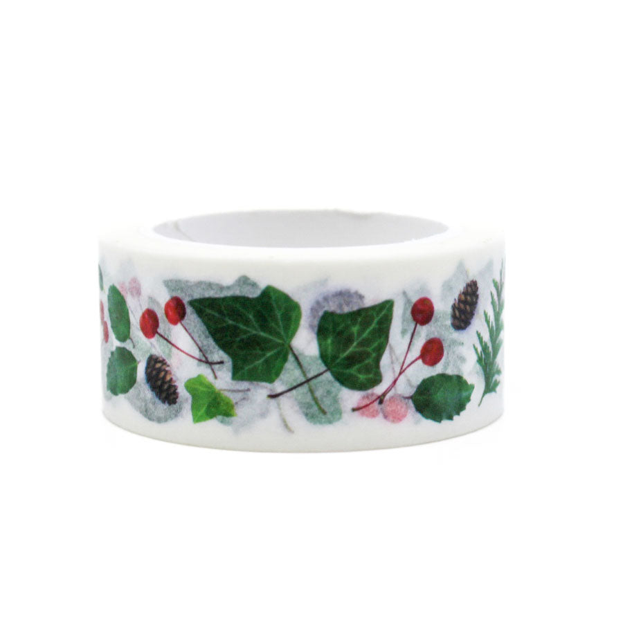Floral ivy and berries washi tape for scrapbooking and DIY crafts.