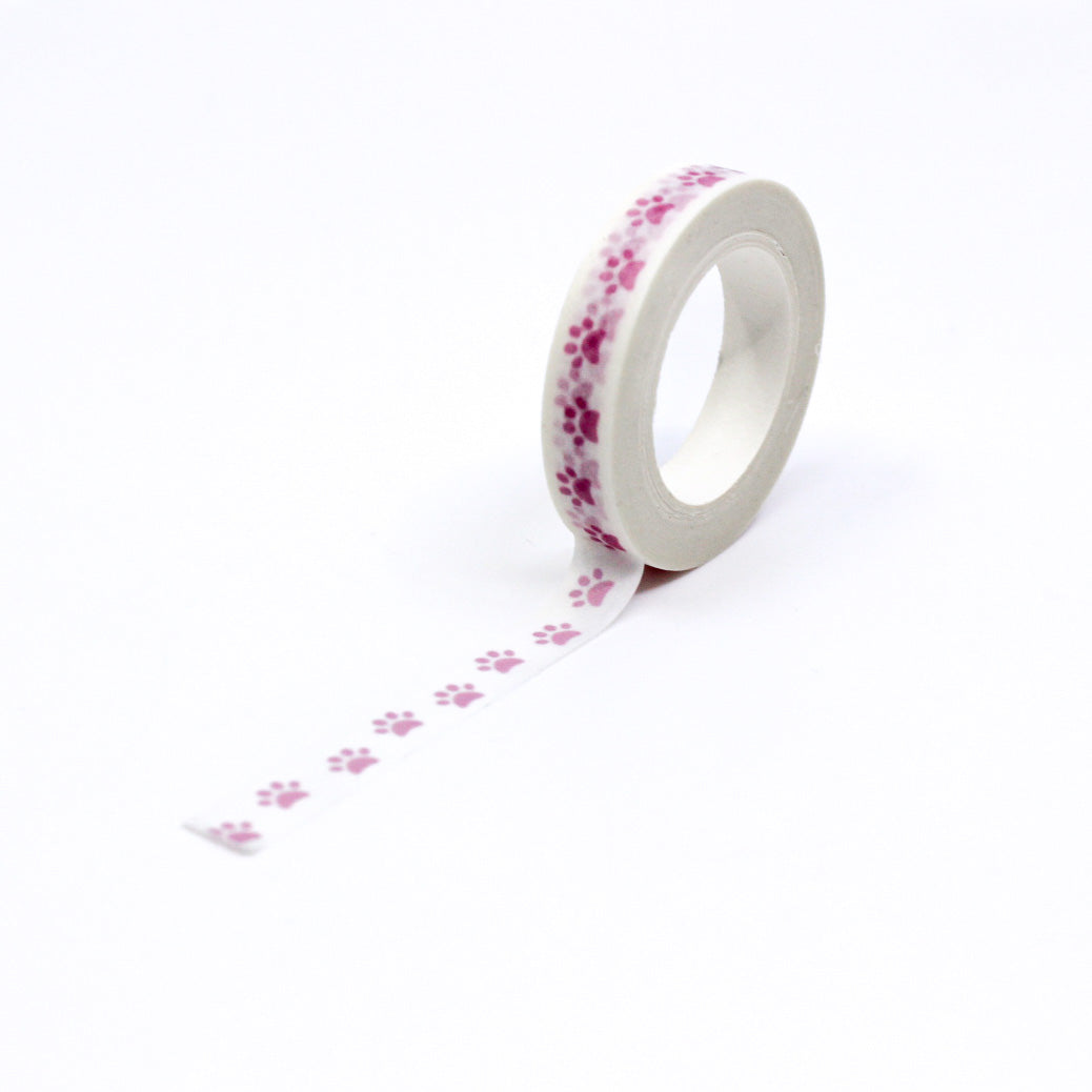 Add a playful touch to your projects with our Pink Animal Paw Print Washi Tape, featuring cute and colorful animal paw patterns in pink. Ideal for animal lovers and vibrant crafts. This tape is sold at BBB Supplies Craft Shop.