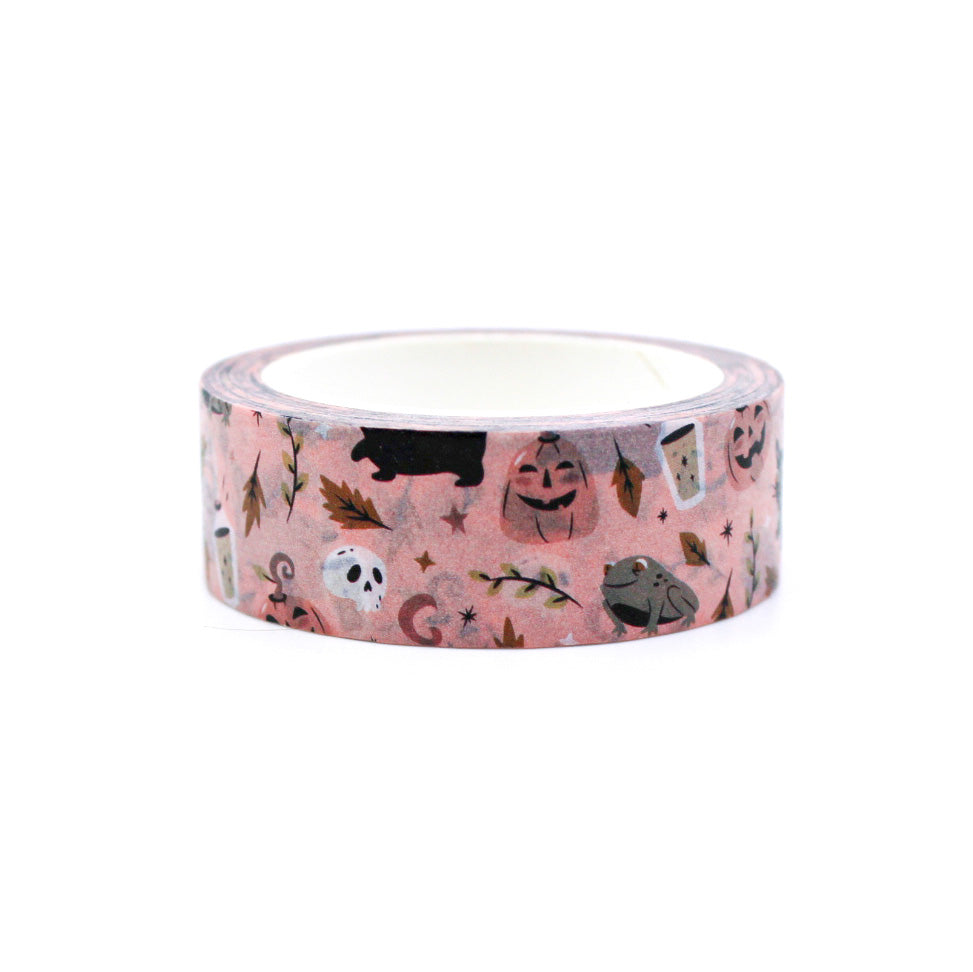 Celebrate Halloween with our Sweet Pumpkins, Skulls, and Black Cat Halloween Washi Tape, featuring delightful pumpkin, skull, and black cat designs. Ideal for adding a playful and festive touch to your projects. This tape is sold at BBB Supplies Craft Shop.