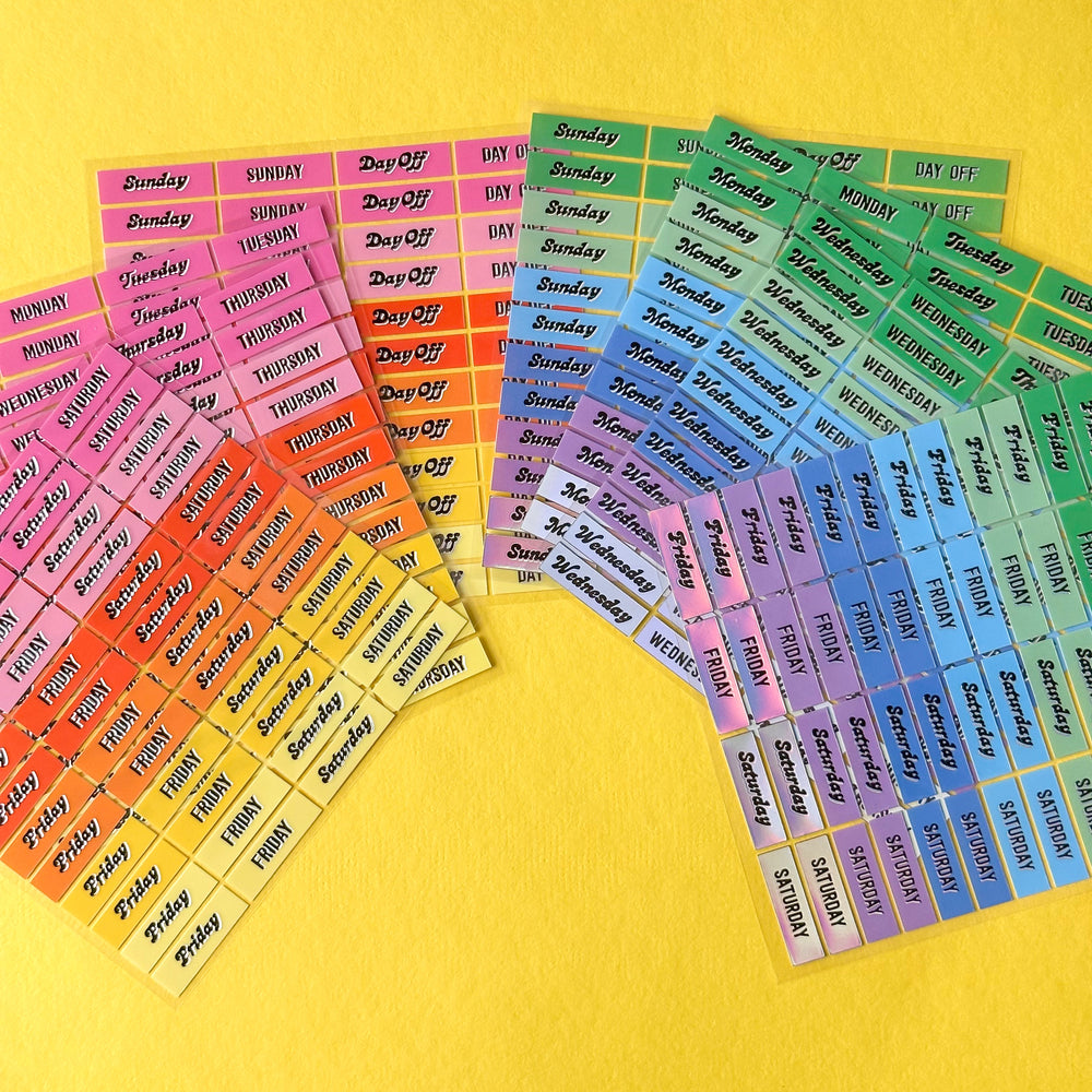 Week Numbers Stickers Days of Week Holographic Stickers | Planner Supplies | BBB Supplies
