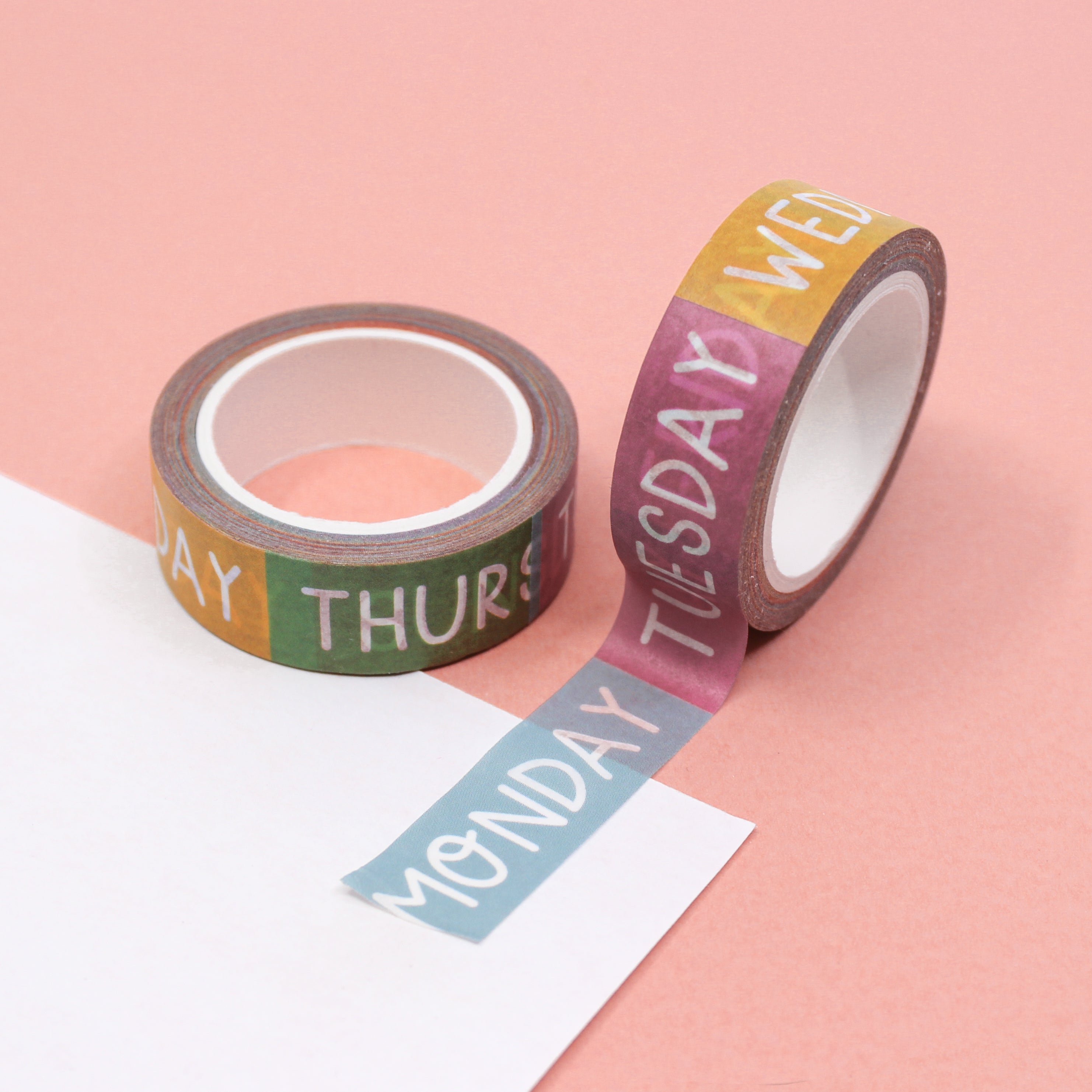 Stay organized with our Days of the Week Washi Tape, featuring the days of the week in a stylish design. Perfect for adding structure and functionality to your planner or journal spreads. This tape is designed by Sarah Frances and sold at BBB Supplies Craft Shop.