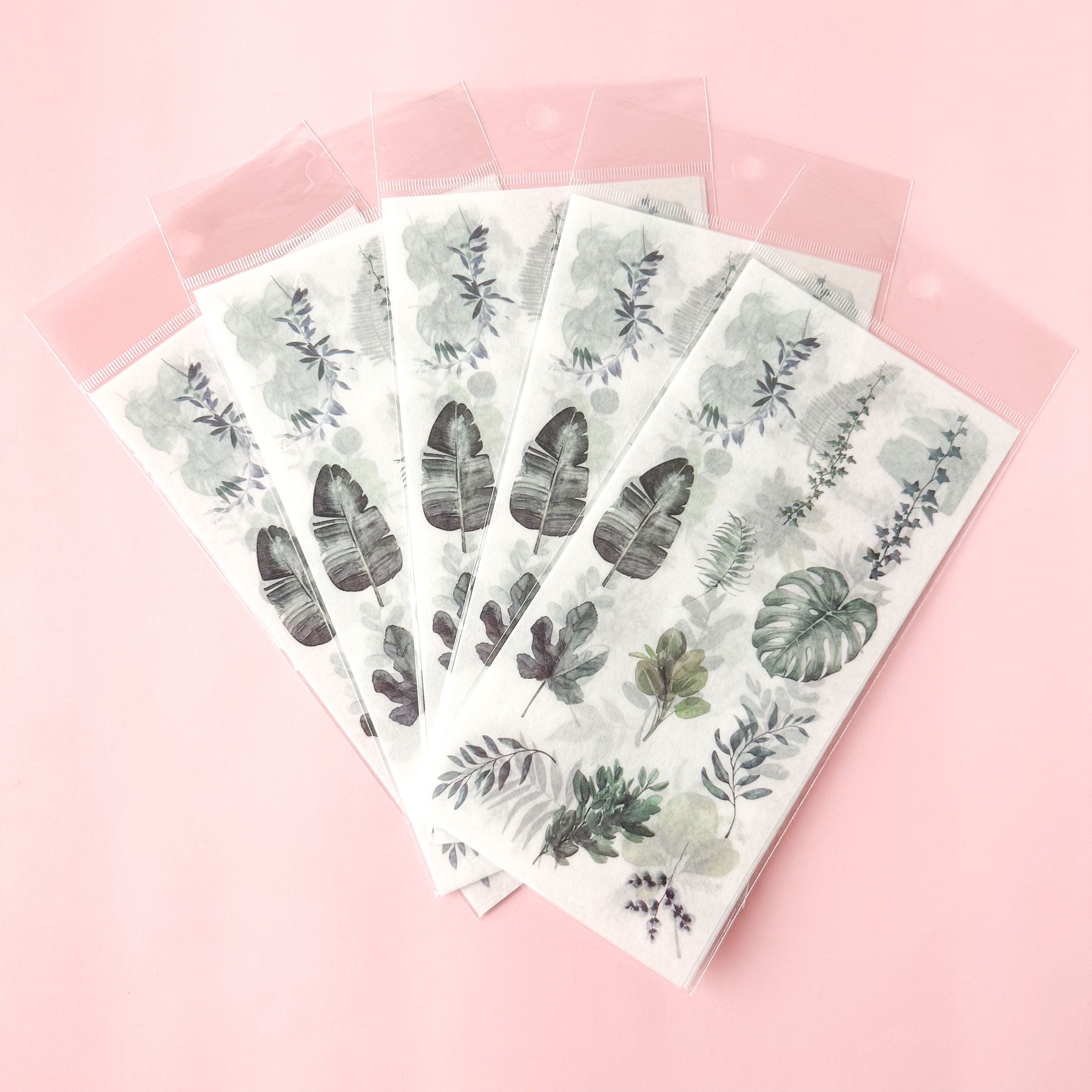 Greenery planner stickers featuring assorted botanical patterns.