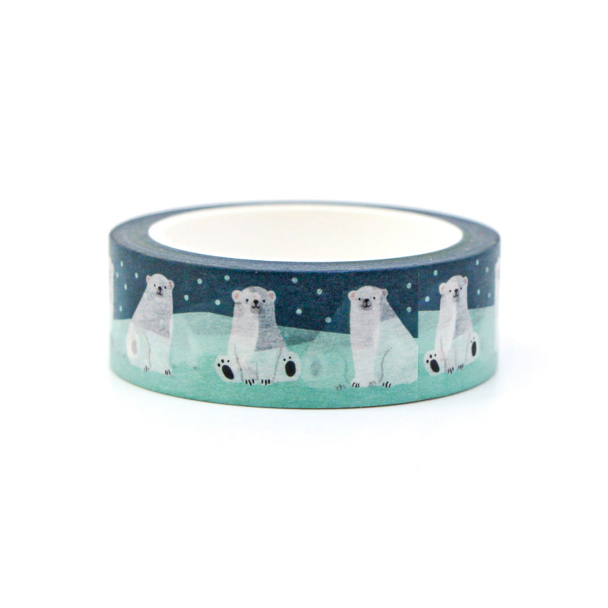Roll of tape with polar bear design on a white background