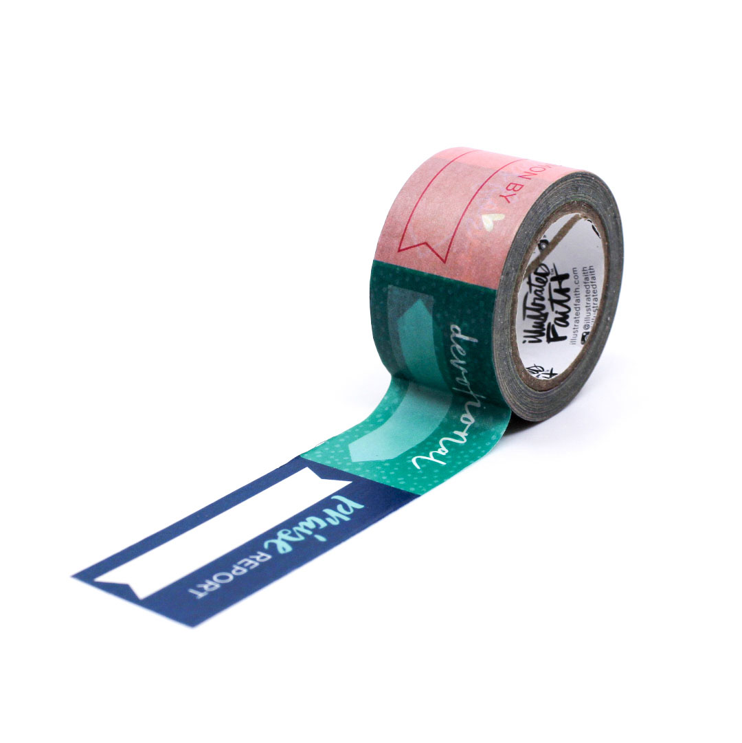 Christian journaling tape with labeled boxes for organizing sermon reflections.