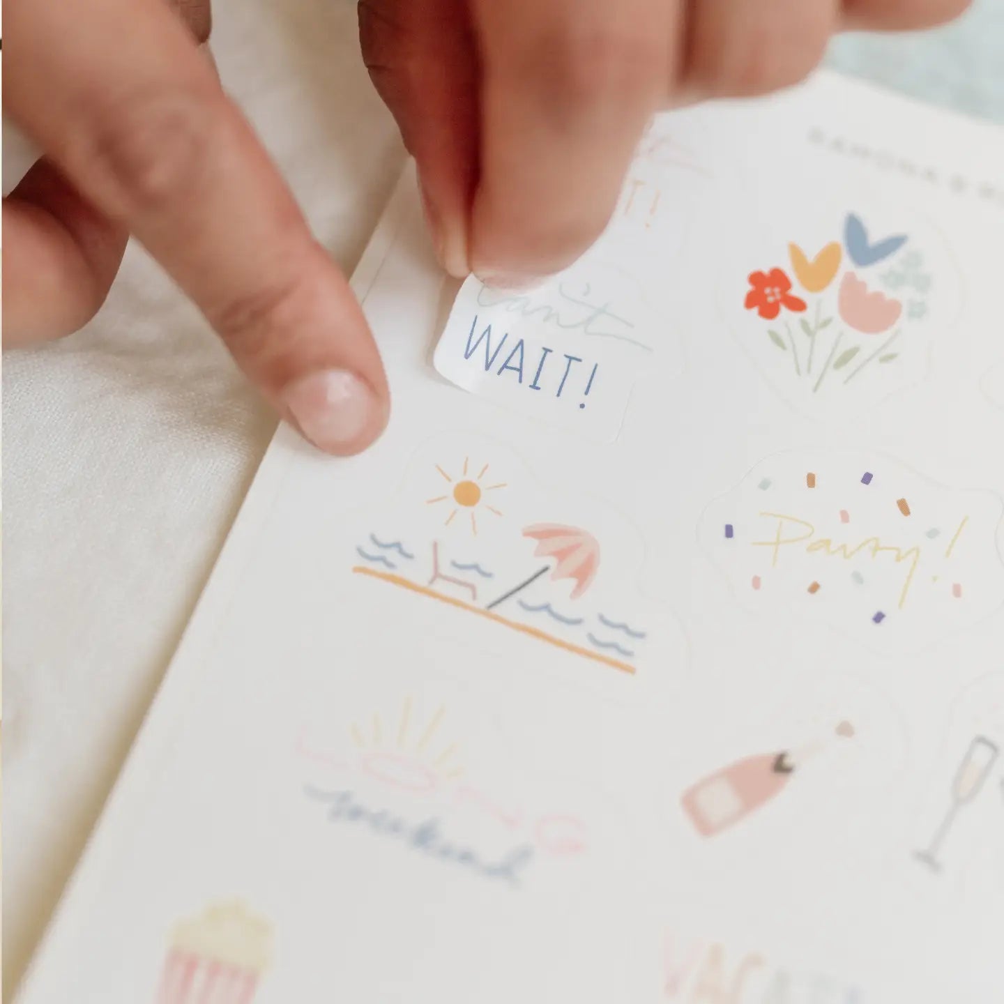 Illustrated wellness stickers for journaling, calendars, and scrapbooks