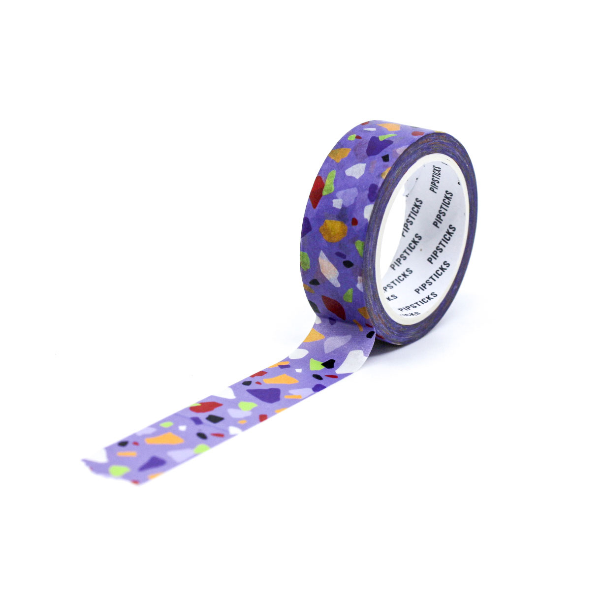 Purple Petrified Pathway Washi Tape featuring a colorful terrazzo pattern with purple, pink, and multicolored specks. Perfect for planners, journaling, and crafting.
