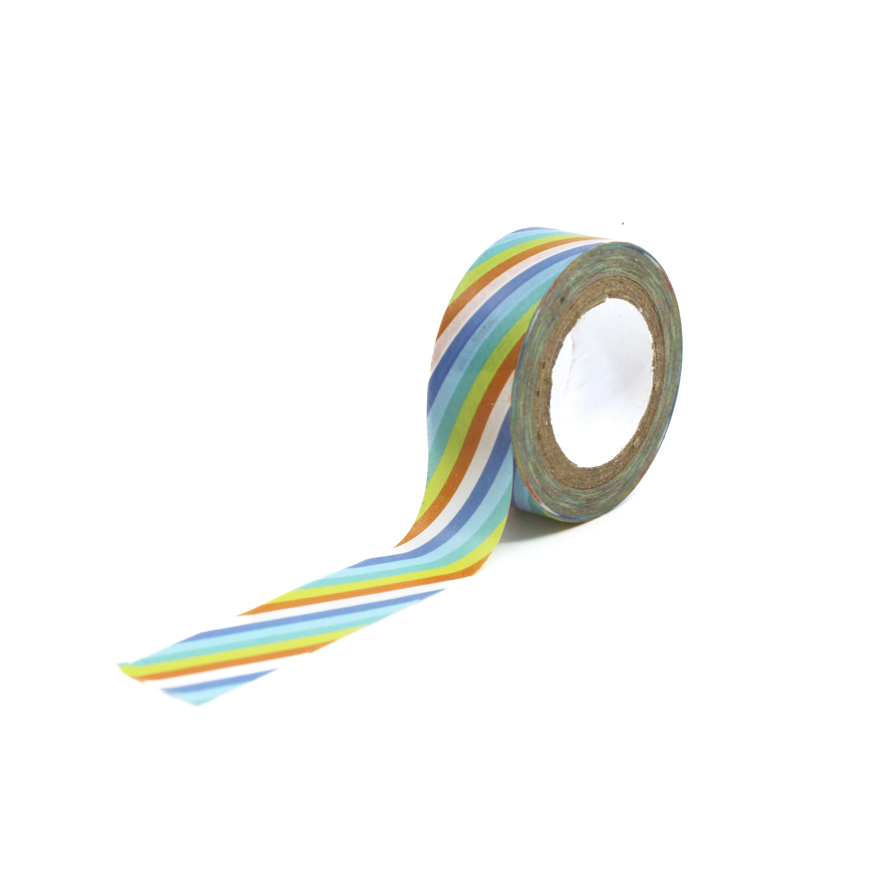 Set of rainbow pattern washi tape rolls displayed on a flat surface.