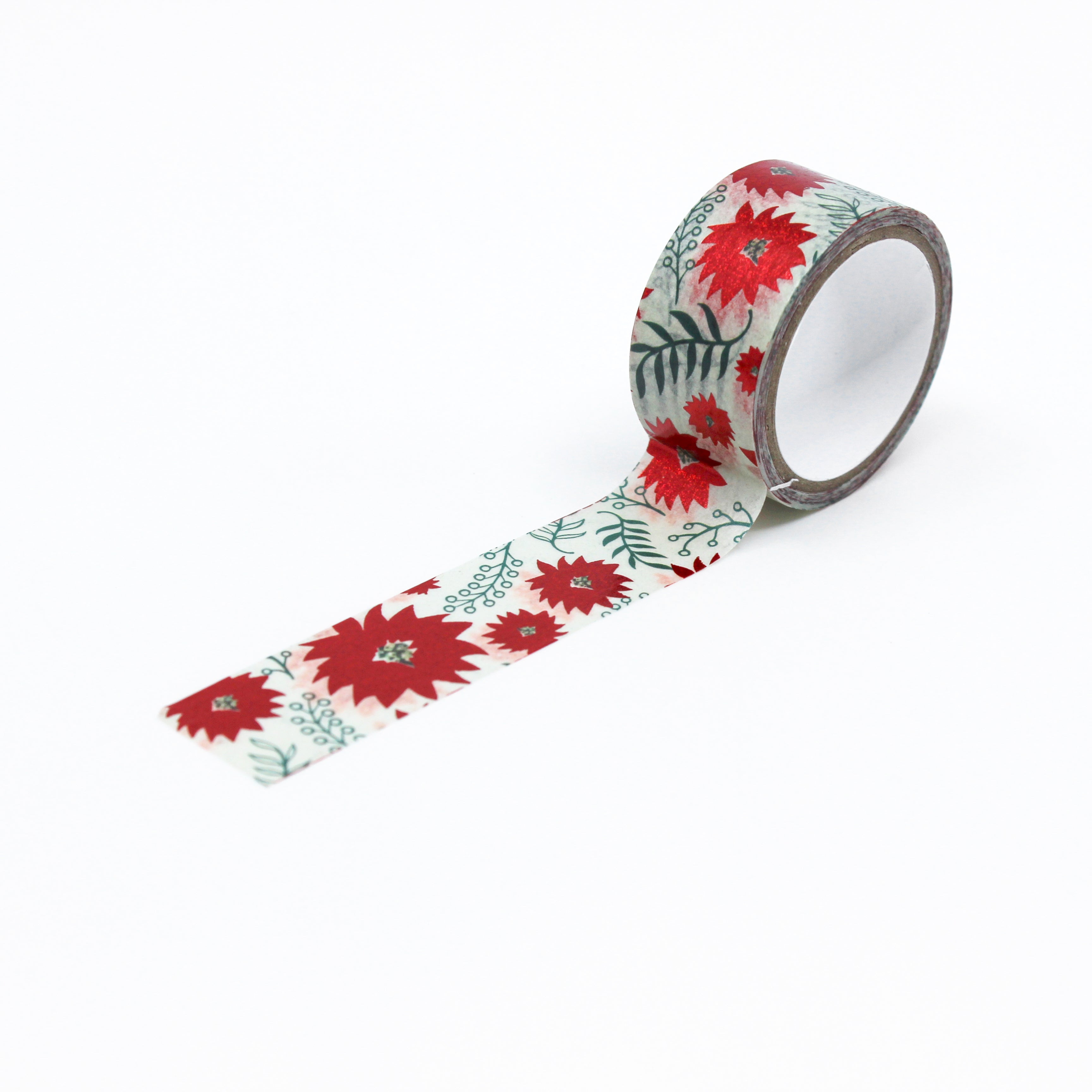 Celebrate the holidays with our poinsettia-themed washi tape, ideal for adding a classic and festive touch to your crafts, embodying the joy and tradition of holiday blooms. This tape is sold at BBB Supplies Craft Shop.