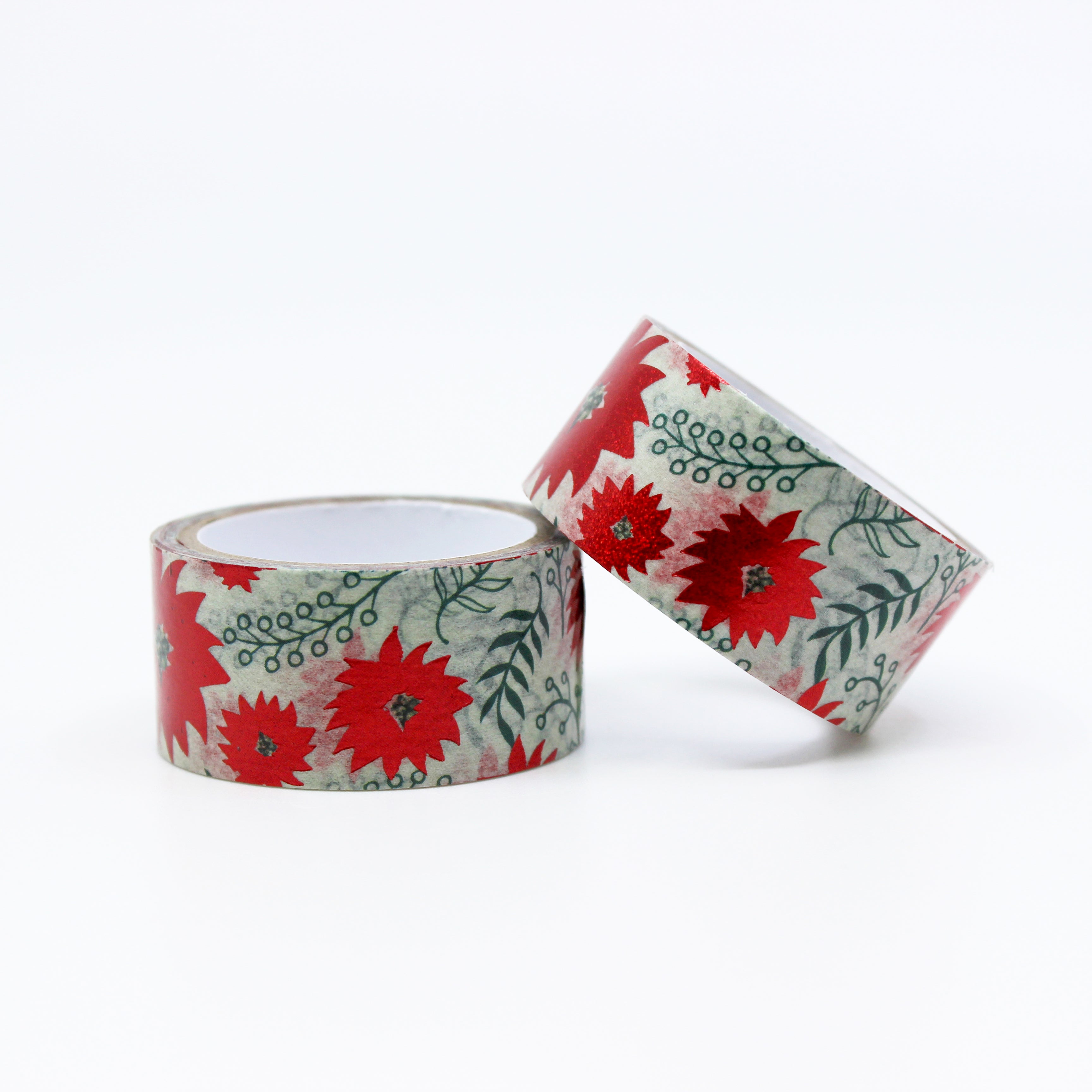 Celebrate the holidays with our poinsettia-themed washi tape, ideal for adding a classic and festive touch to your crafts, embodying the joy and tradition of holiday blooms. This tape is sold at BBB Supplies Craft Shop.