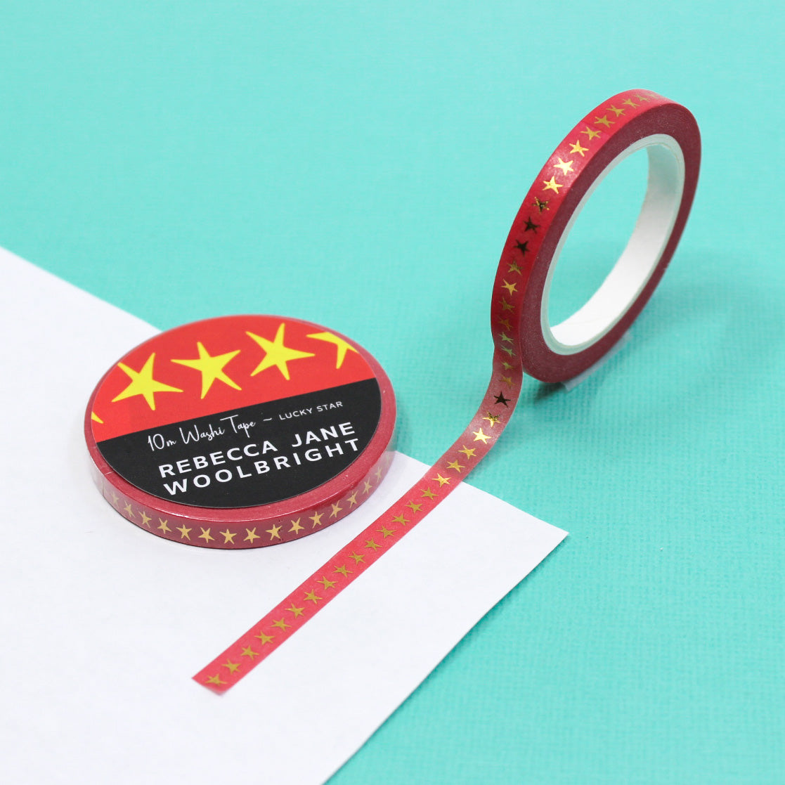 Slim red star design washi tape for planners and crafts
