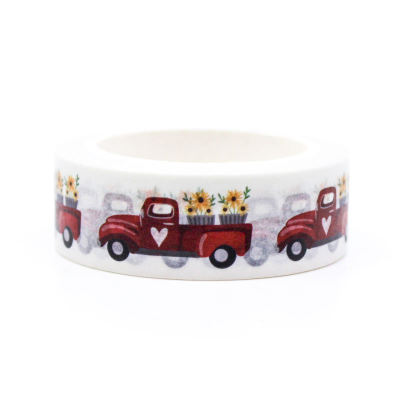 Seasonal washi tape featuring vintage holiday trucks