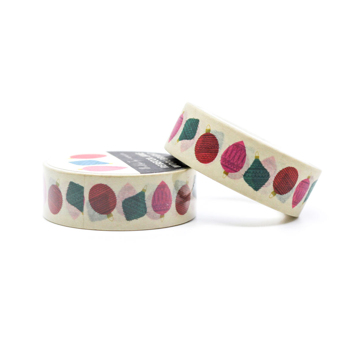 Festive washi tape featuring glamorous retro Christmas ornaments