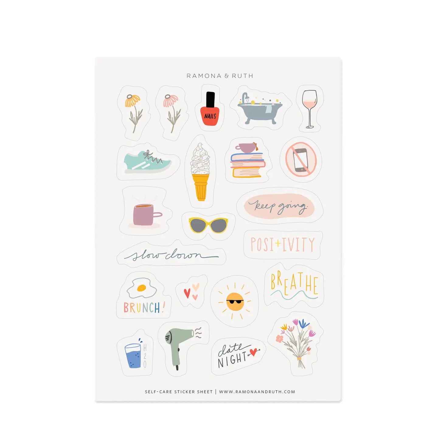 Cute self-care stickers for bullet journaling and planners
