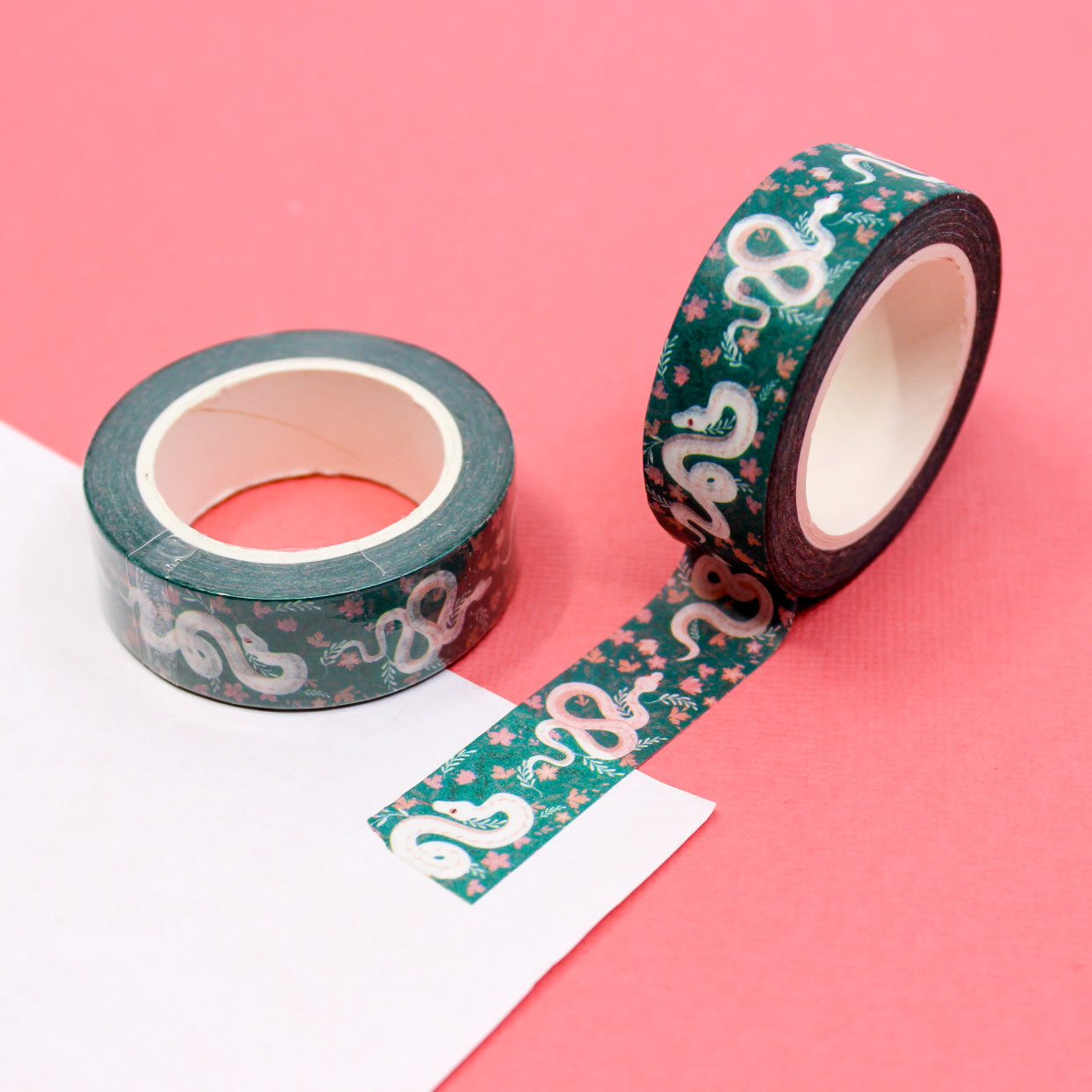 Unleash a touch of mystique with our floral snake pattern washi tape, featuring a unique fusion of floral motifs and sinuous snake designs, perfect for adding an intriguing and artistic element to your crafts. This tape is sold at BBB Supplies Craft Shop.