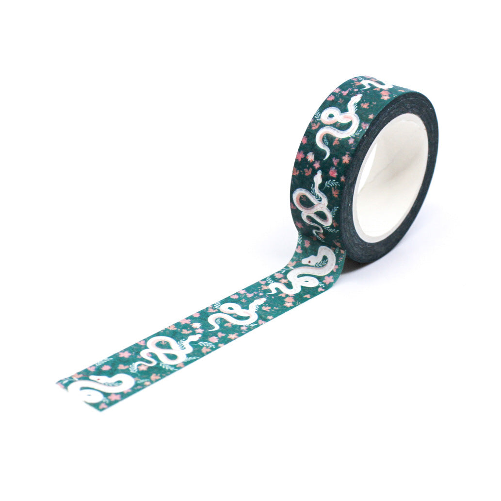 Unleash a touch of mystique with our floral snake pattern washi tape, featuring a unique fusion of floral motifs and sinuous snake designs, perfect for adding an intriguing and artistic element to your crafts. This tape is sold at BBB Supplies Craft Shop.