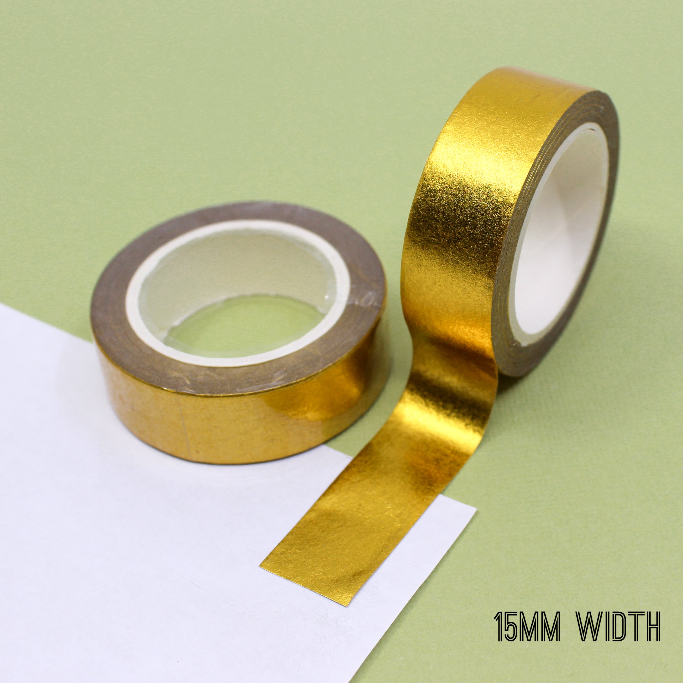 Elevate your creations with our captivating solid foil gold washi tape, showcasing a smooth and shiny surface in a radiant gold color, perfect for adding a touch of opulence and sophistication. These solid foil tapes are sold exclusively at BBB Supplies Craft Shop.