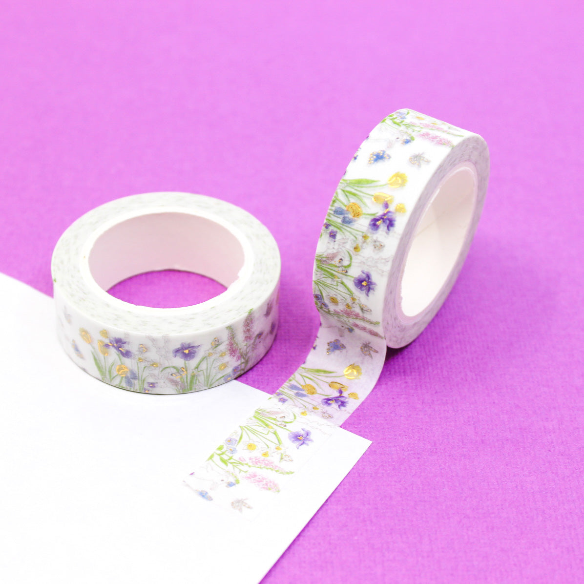 Spring Wild Flowers and Butterflies Washi Tape: This washi tape features a charming design of spring wildflowers and butterflies, adding a touch of nature's beauty to your crafts and projects. This washi is sold at BBB Supplies Craft Shop.