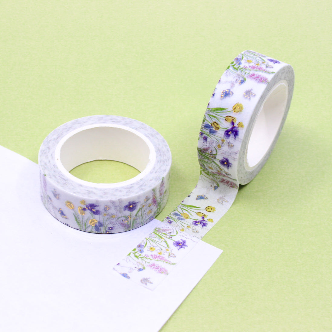Spring Wild Flowers and Butterflies Washi Tape: This washi tape features a charming design of spring wildflowers and butterflies, adding a touch of nature's beauty to your crafts and projects. This washi is sold at BBB Supplies Craft Shop.