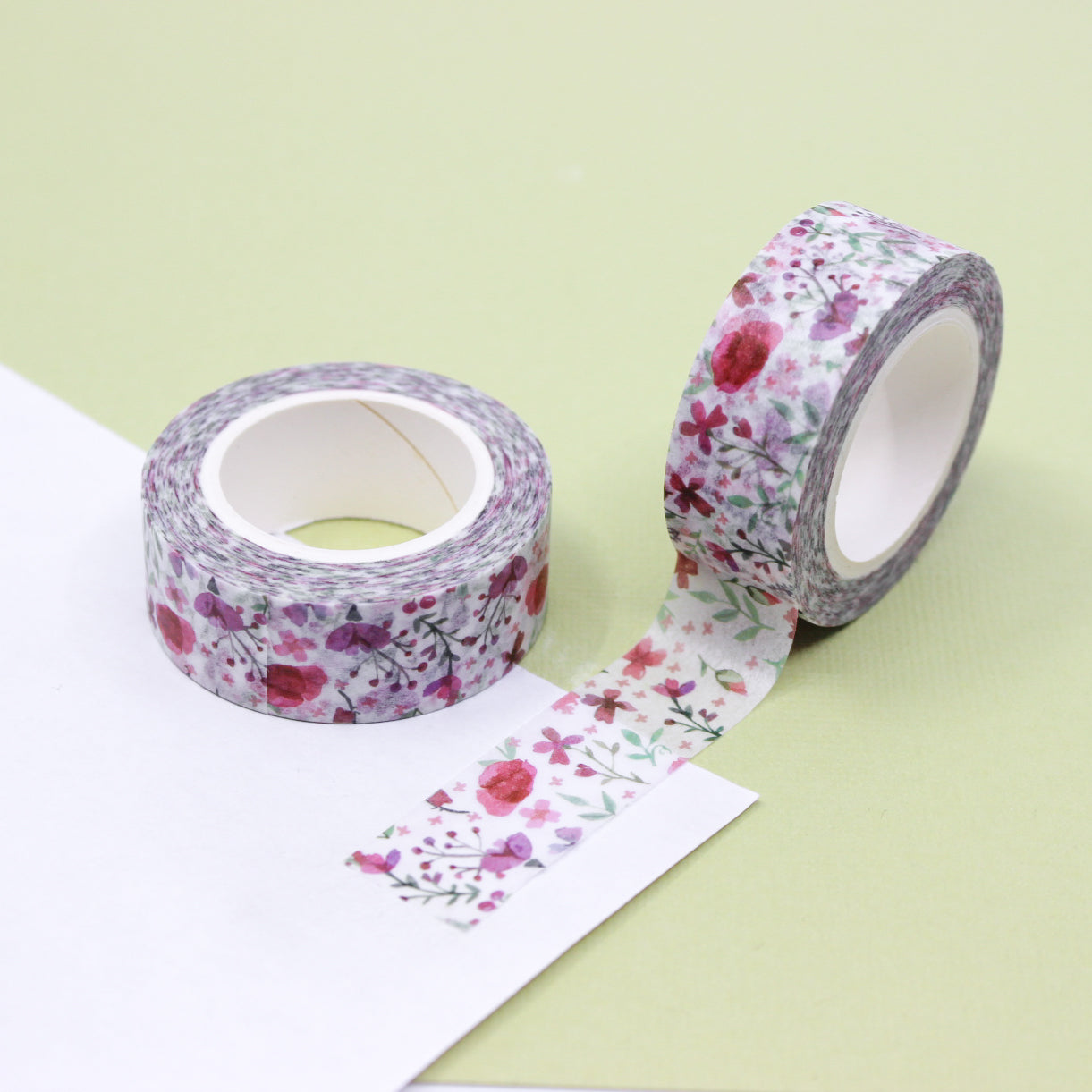 Add a touch of delicate beauty to your crafts with our watercolor pink floral washi tape, featuring soft and vibrant watercolor flowers in shades of pink, creating a lovely and artistic design. This tape is sold at BBB Supplies Craft Shop.