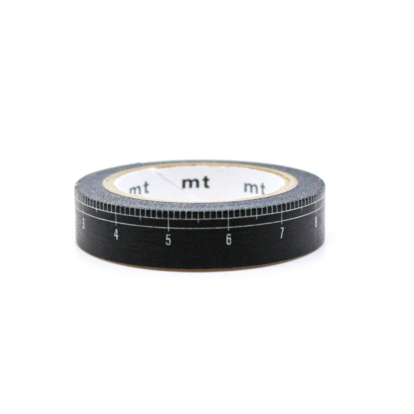 Stay organized with our thin black ruler washi tape, featuring a sleek design that mimics the appearance of a ruler, perfect for adding a practical and minimalist touch to your crafts. This tape is from MT Brand Washi tape and sold at BBB Supplies Craft Shop.