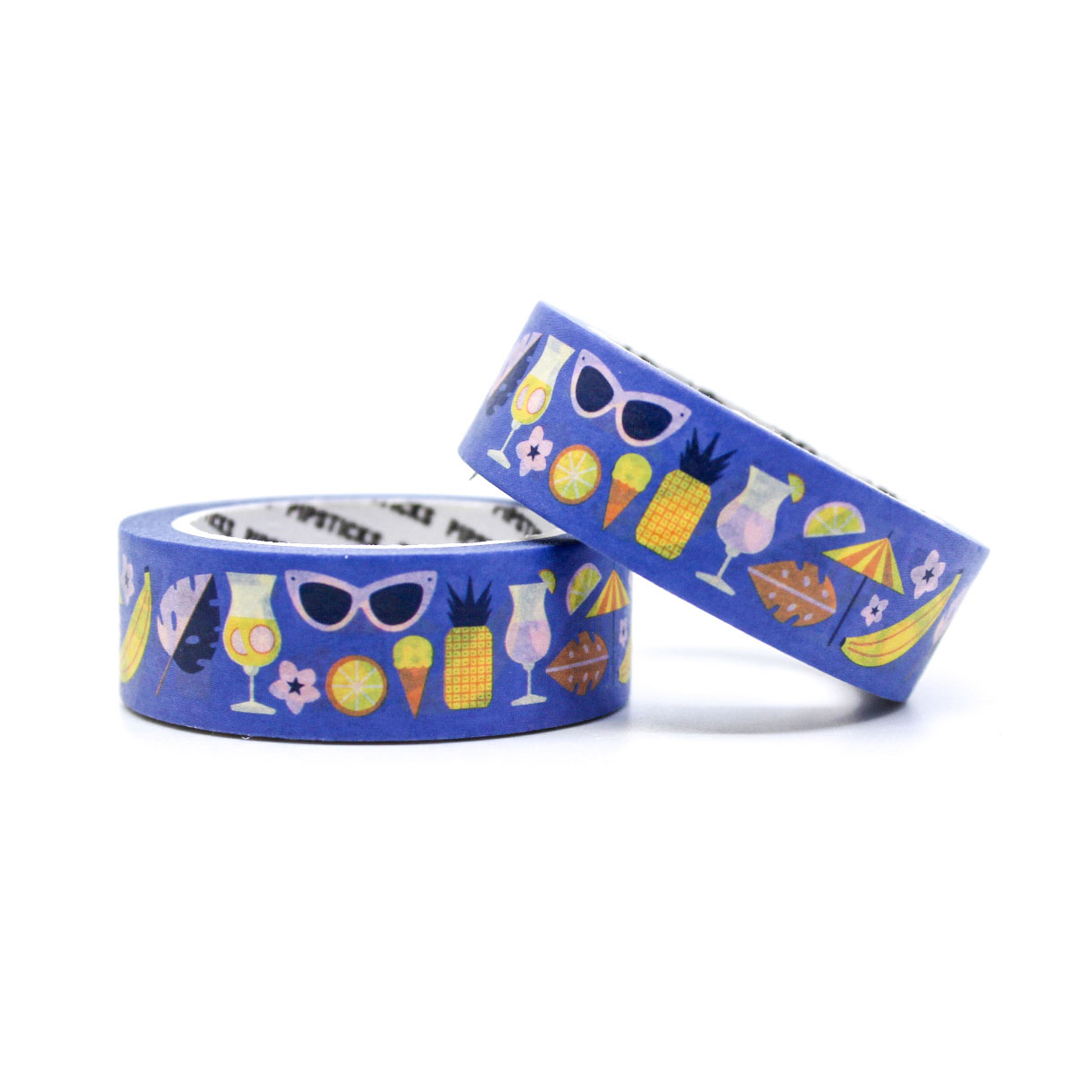 These summer tropical travel objects washi tape which includes umbrellas, to cocktails will add some pizzazz to any travel journal.