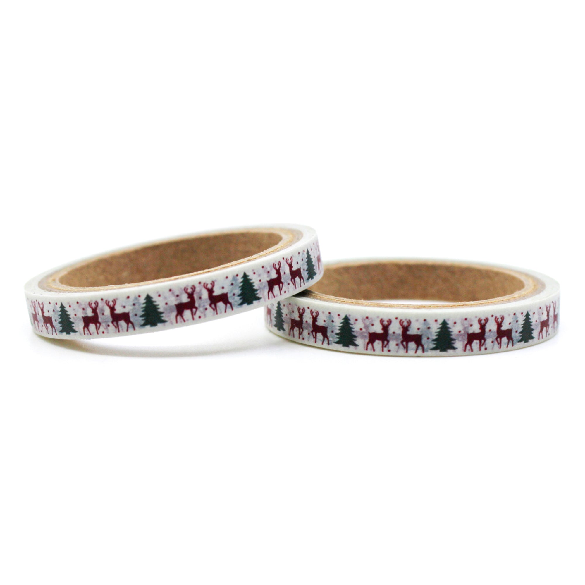 "Infuse your creations with the spirit of vintage Christmas using our Washi tape adorned with classic reindeer and Christmas tree motifs, capturing the warmth and nostalgia of holiday traditions. This tape is sold at BBB Supplies Craft Shop.