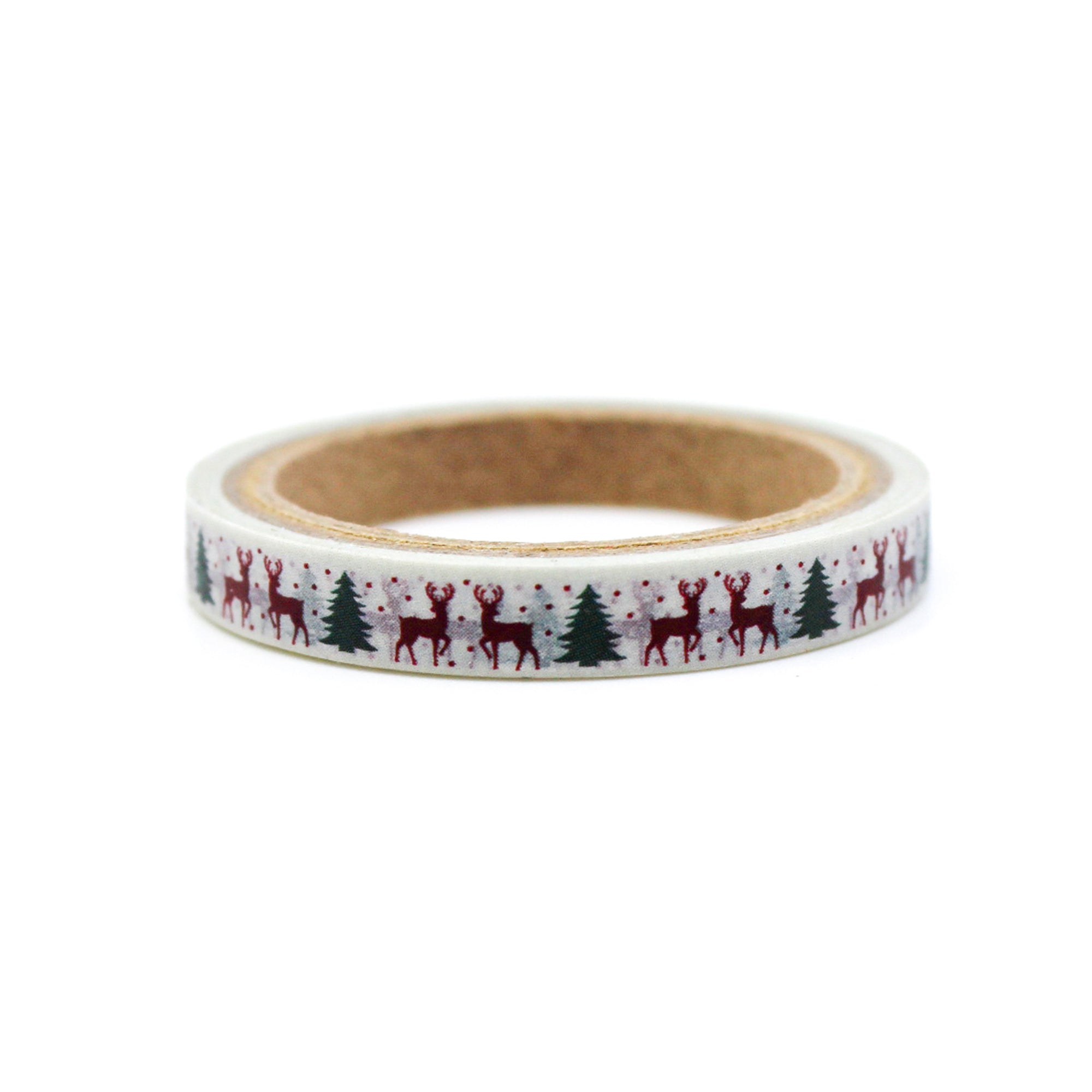 "Infuse your creations with the spirit of vintage Christmas using our Washi tape adorned with classic reindeer and Christmas tree motifs, capturing the warmth and nostalgia of holiday traditions. This tape is sold at BBB Supplies Craft Shop.