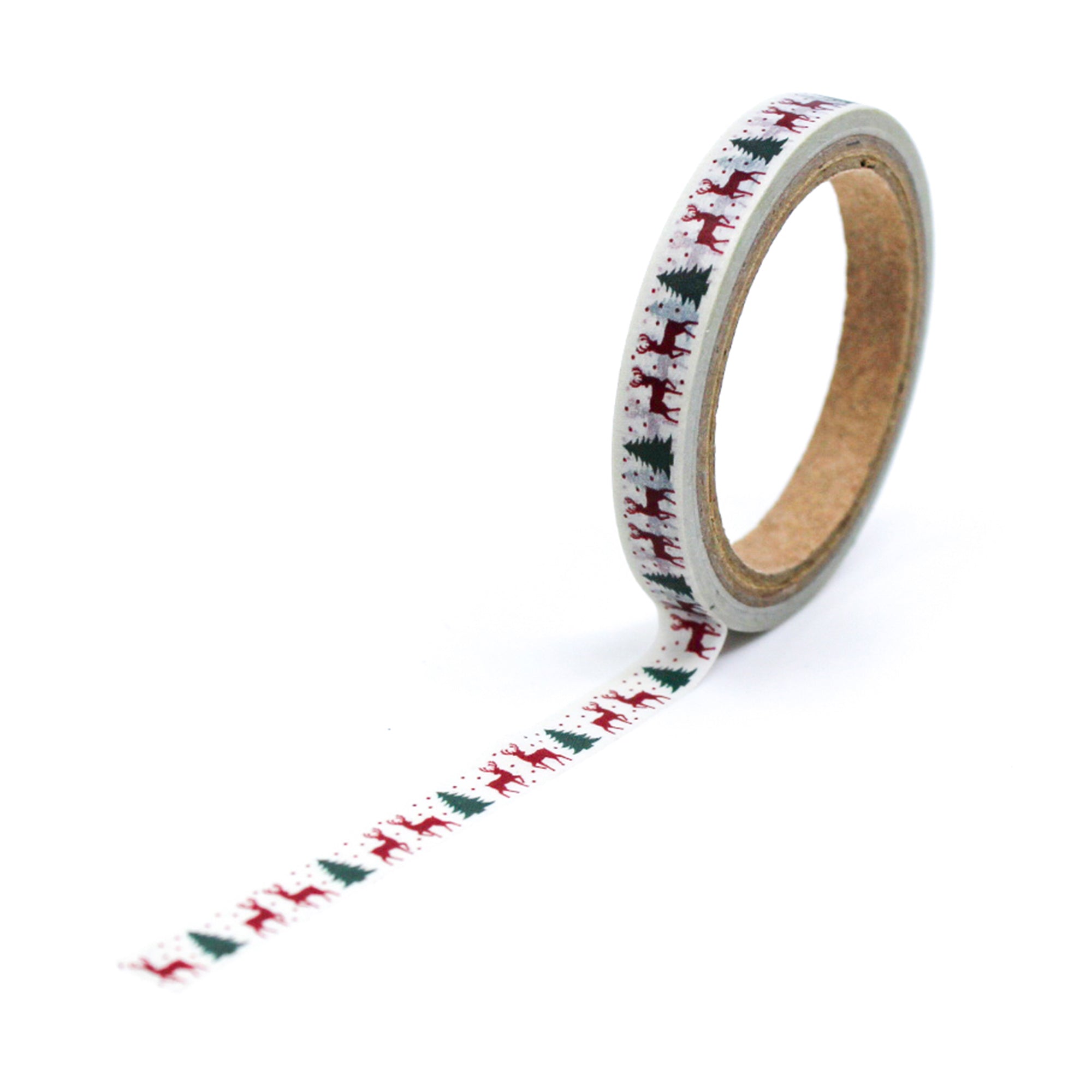 "Infuse your creations with the spirit of vintage Christmas using our Washi tape adorned with classic reindeer and Christmas tree motifs, capturing the warmth and nostalgia of holiday traditions. This tape is sold at BBB Supplies Craft Shop.