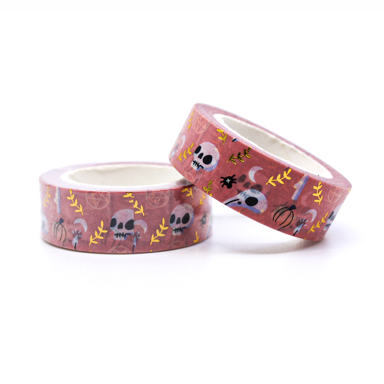 Brighten up Halloween with our Bright Pink Halloween Objects Washi Tape, adorned with a variety of playful Halloween-themed illustrations. Ideal for adding a colorful and festive touch to your projects. This tape is sold at BBB Supplies Craft Shop.