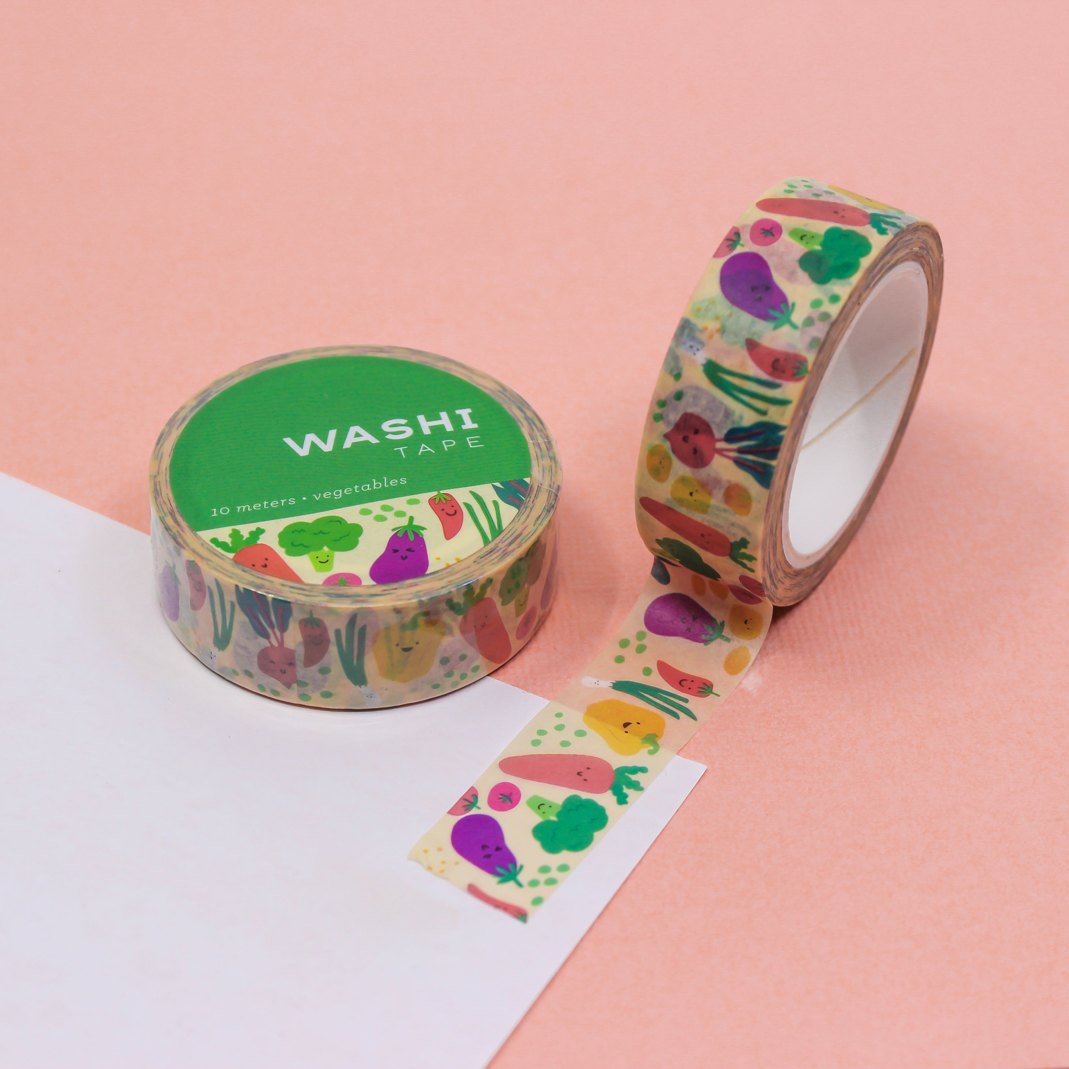 Add a fresh touch to your crafts with our Healthy Vegetables Washi Tape, adorned with colorful and wholesome vegetable illustrations. Ideal for adding a vibrant and nutritious flair to your projects. This tape is designed by Girl of All Work and sold at BBB Supplies Craft Shop.