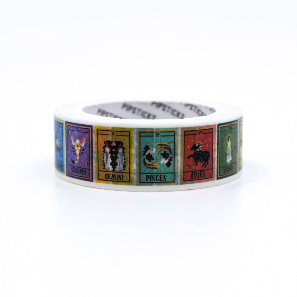 Discover your astrological destiny with our 'What's Your Sign' Zodiac Washi Tape, adorned with the twelve zodiac signs. Ideal for adding a touch of celestial mystique to your projects. This tape is from Pipsticks and sold at BBB Supplies Craft Shop.