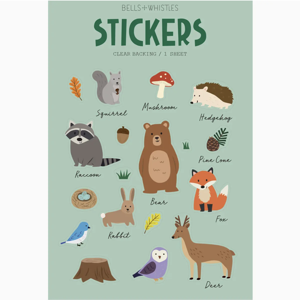 Woodland Animals Sticker Sheet with fox, deer, owl, and rabbit designs for planners and crafts