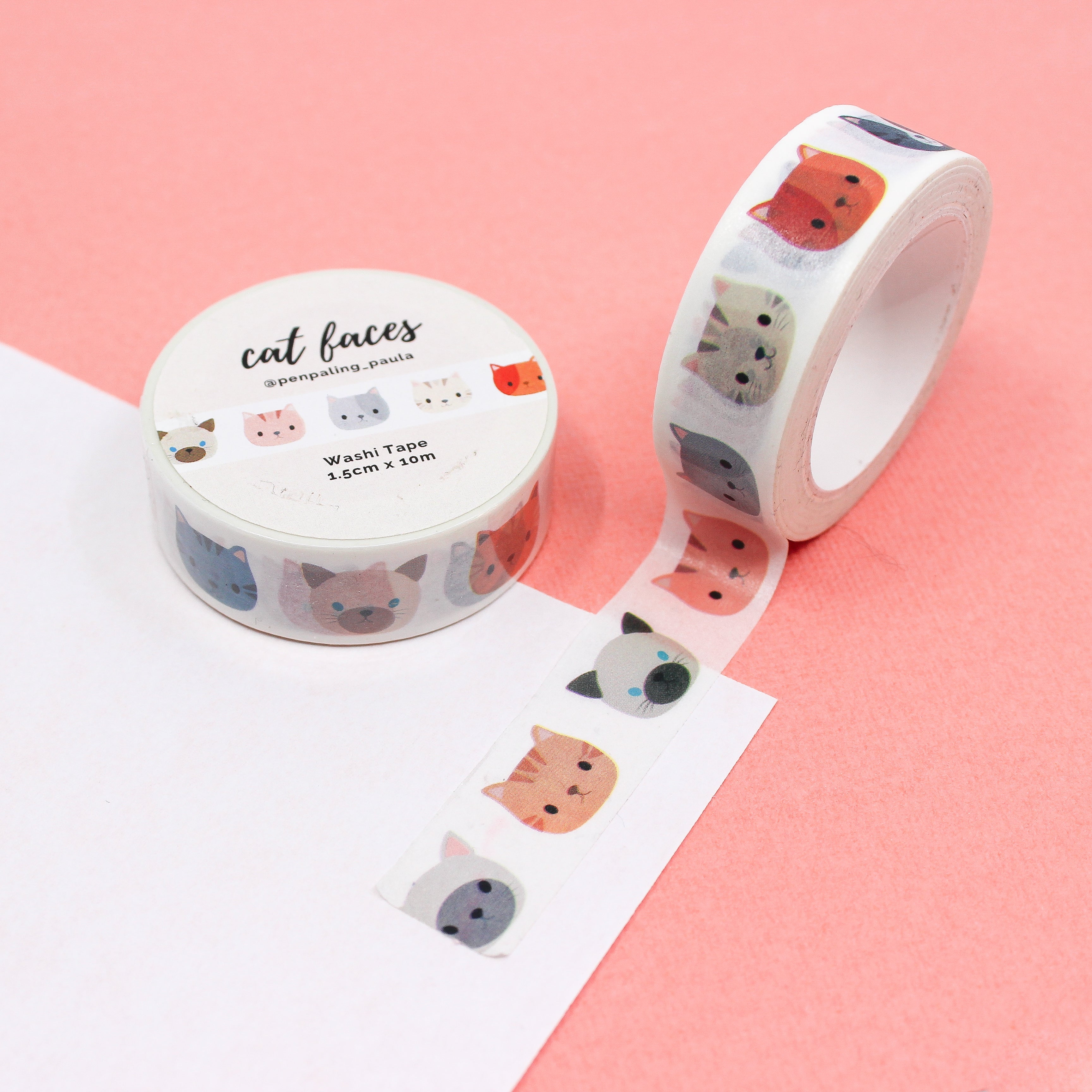 This is a cute faces of cat washi tape from BBB Supplies Craft Shop