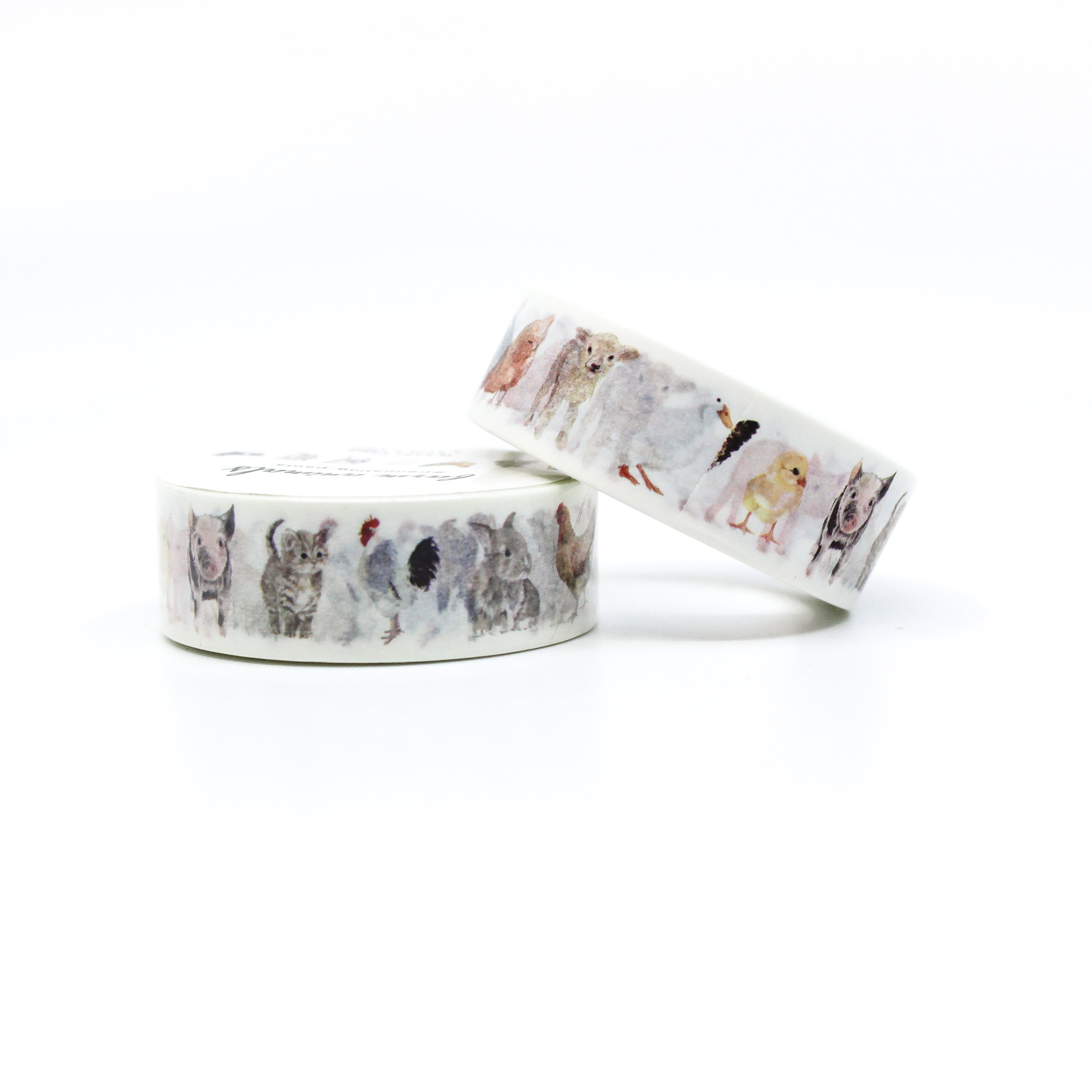 This is a photo of farm animals with white background themed view of washi tapes from BBB Supplies Craft Shop