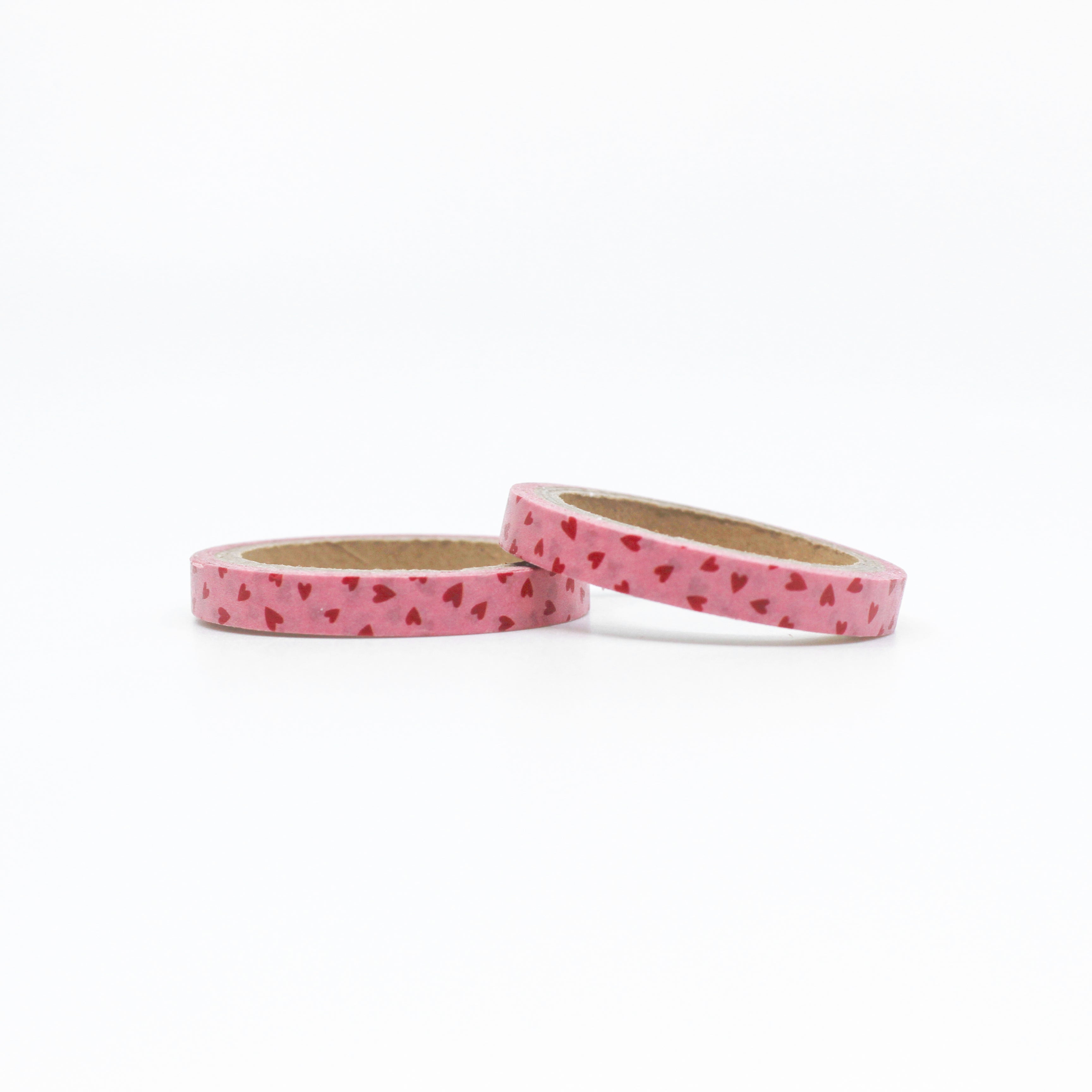 This is a roll of Hearts washi tape in view with multiple tapes from BBB Supplies Craft Shop