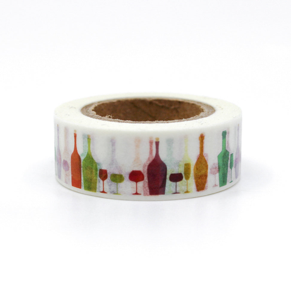 This colorful wine bottle washi tape is a perfect addition to your calendar, spread, or for your unique gift wrap collection. This tape is especially perfect for invitations to a celebration, New Year's Holiday, or a travel journal to a winery. This tape is sold at BBB Supplies Craft Shop.