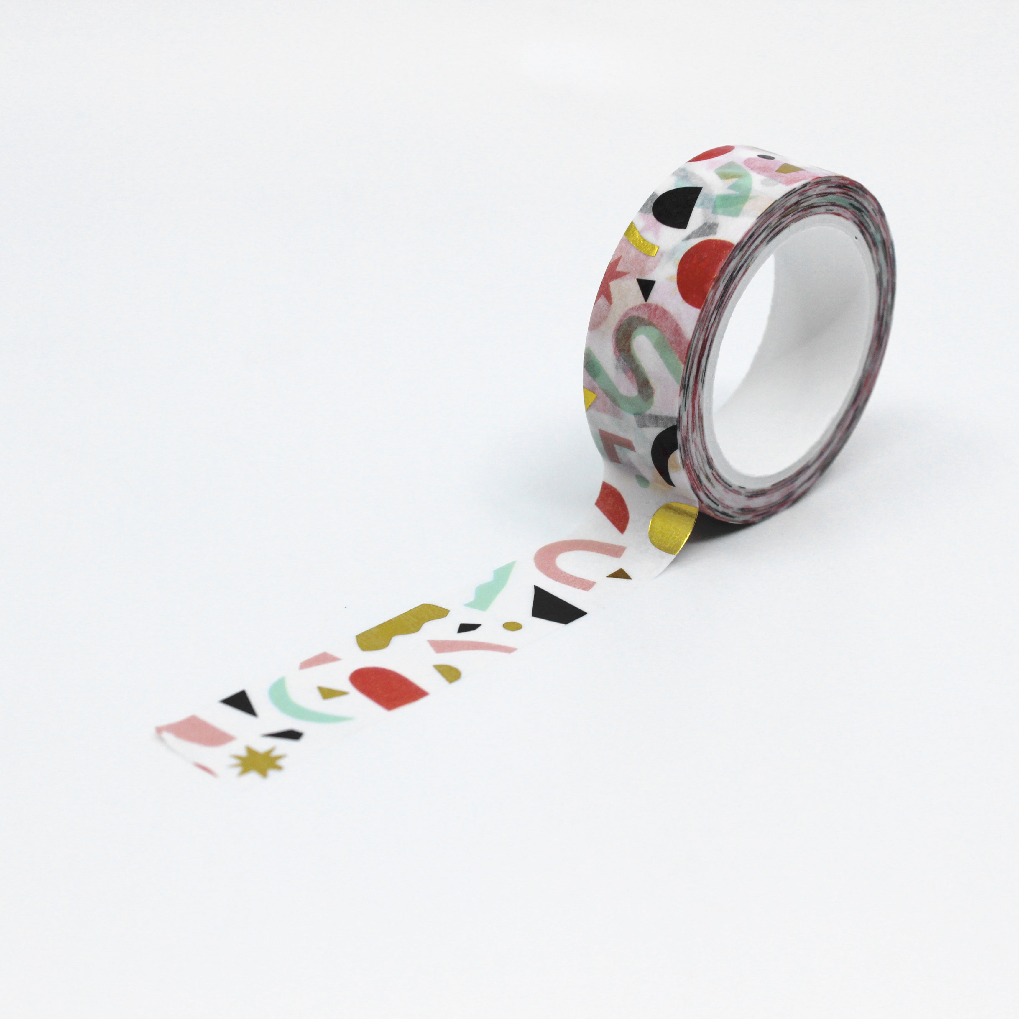 Fun washi tape that uses colorful geometric shapes to create a mid-century modern vibe to any calendar, BUJO, or journal spread from BBB Supplies.